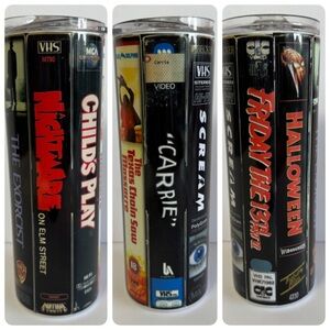 Vintage Horror Movie VHS Tape Tumbler - 20oz Skinny - 80s Slasher Fan Gift